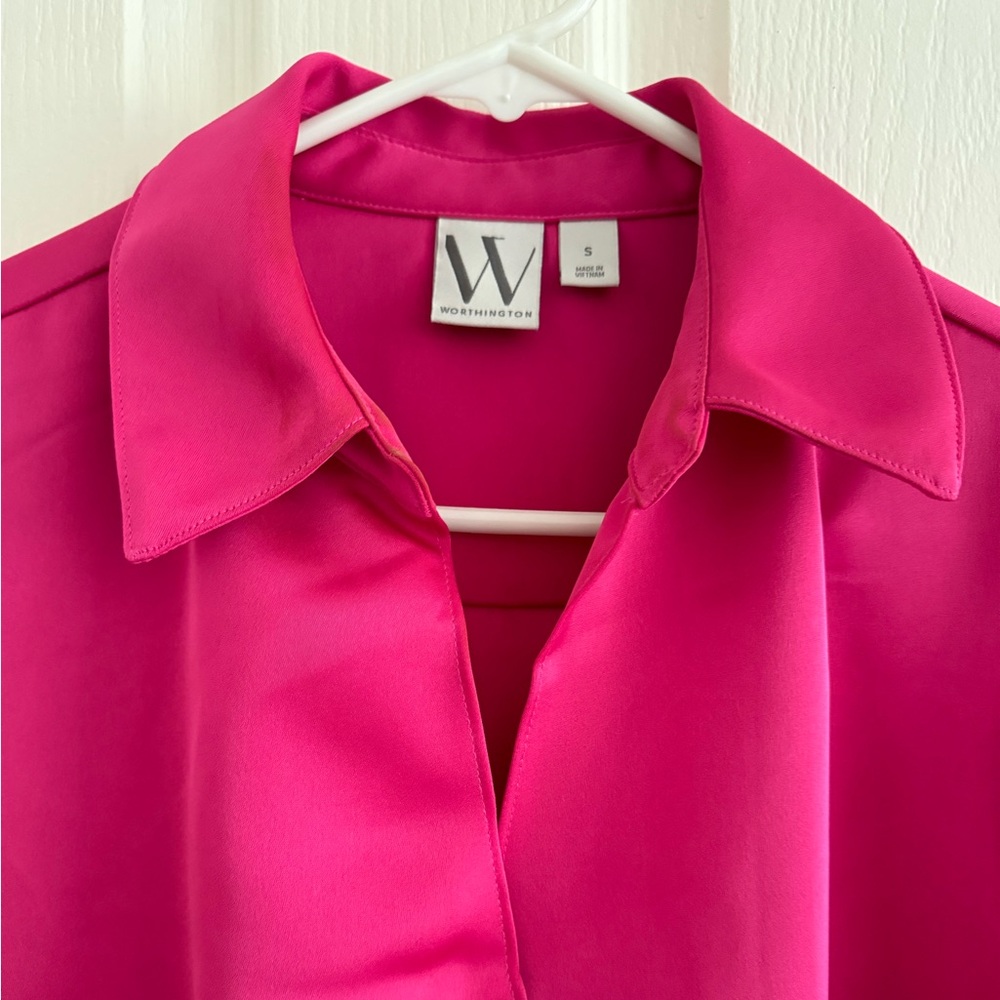 Worthington Hot Pink Wrap Midi Dress